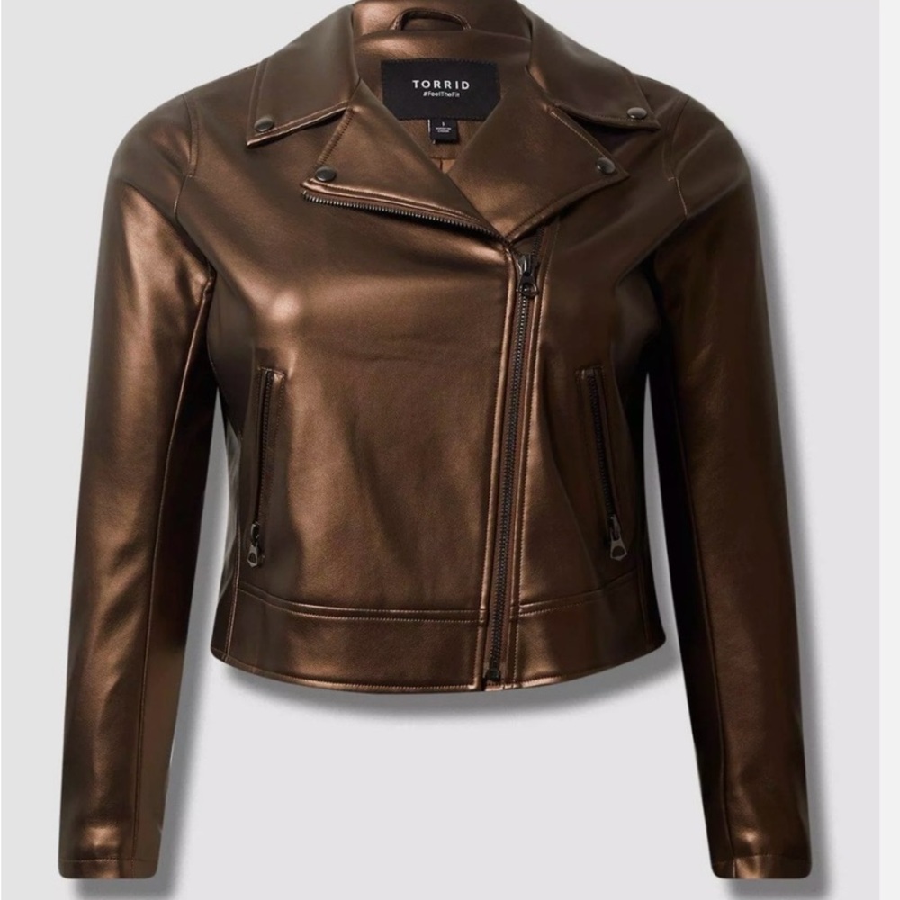 Torrid Women's Copper Moto Faux  Leather Jacket Size 4